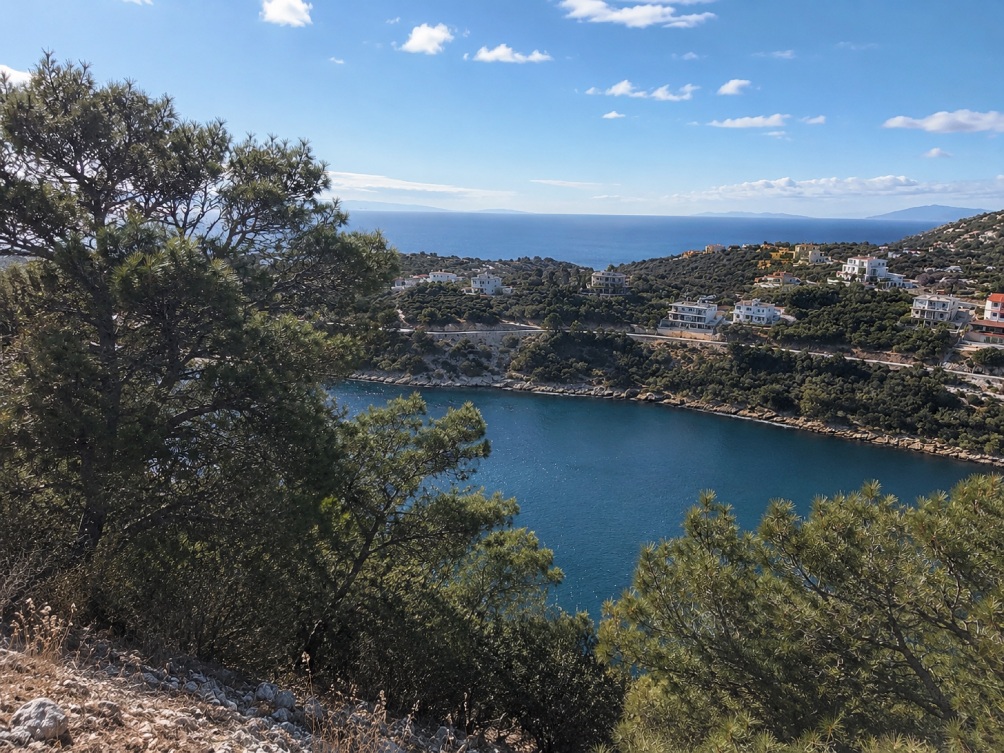 View from lot 10-6 looking out over the cove toward the Saronic Gulf