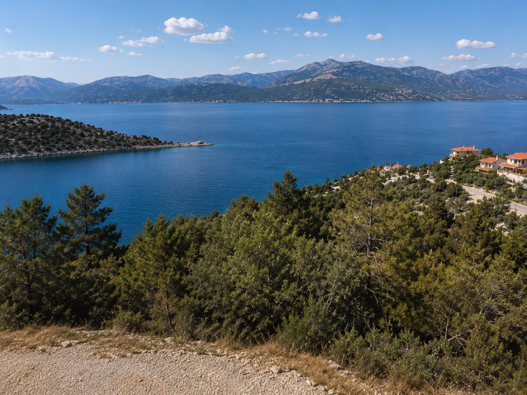 View from lot 14-13 looking out toward the Saronic Gulf