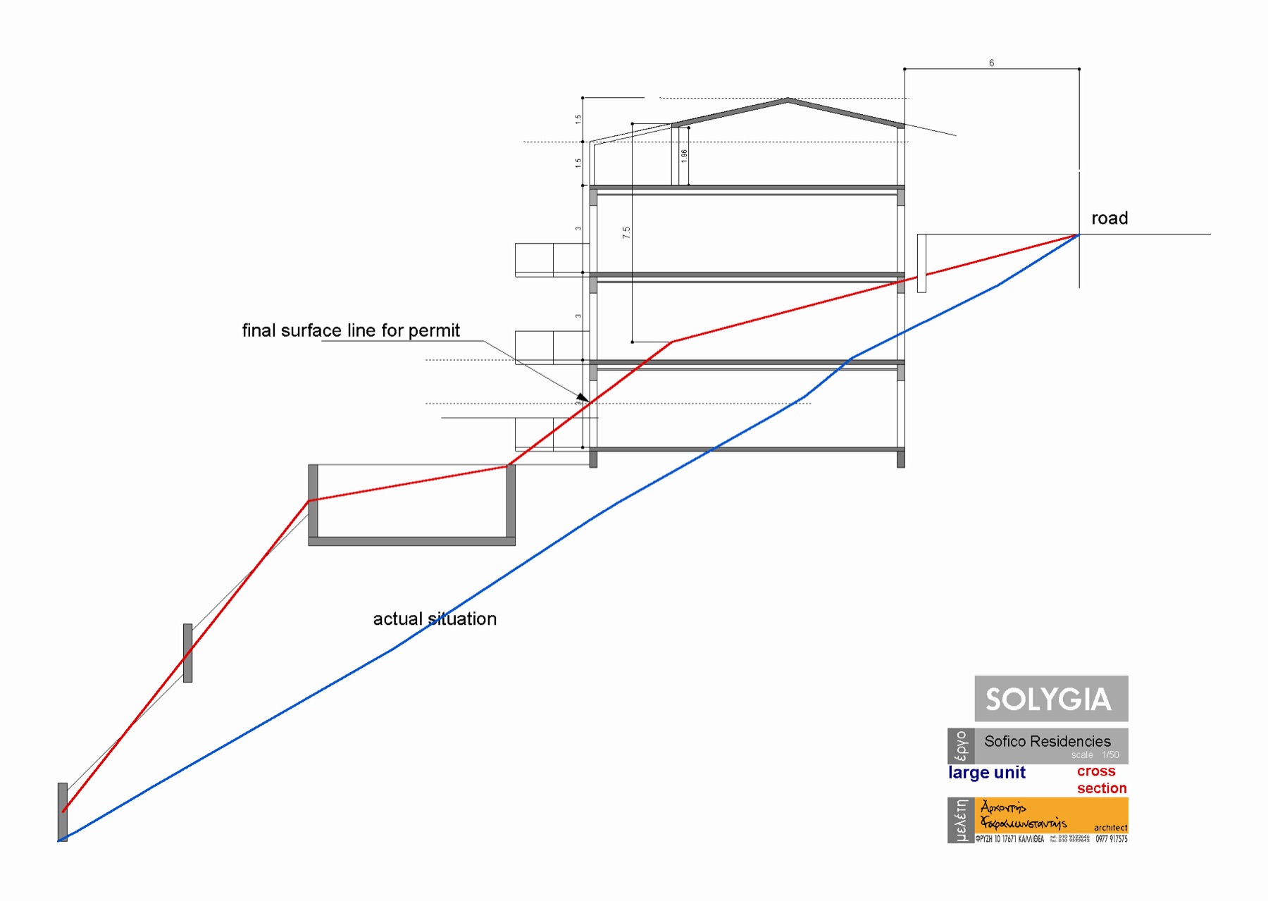 Previously approved cross-section drawing for lots 10-2 and 10-3